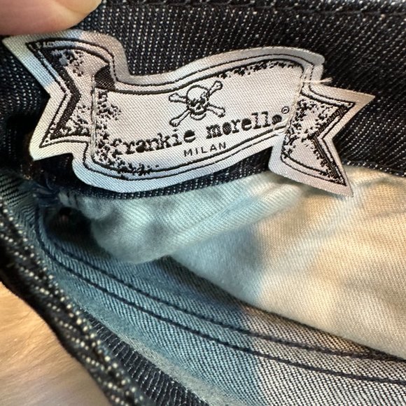 Frankie Morello Jeans Slim Straight Leg Gold Skull Crossbones Streetwear Size 28 - Picture 5 of 16